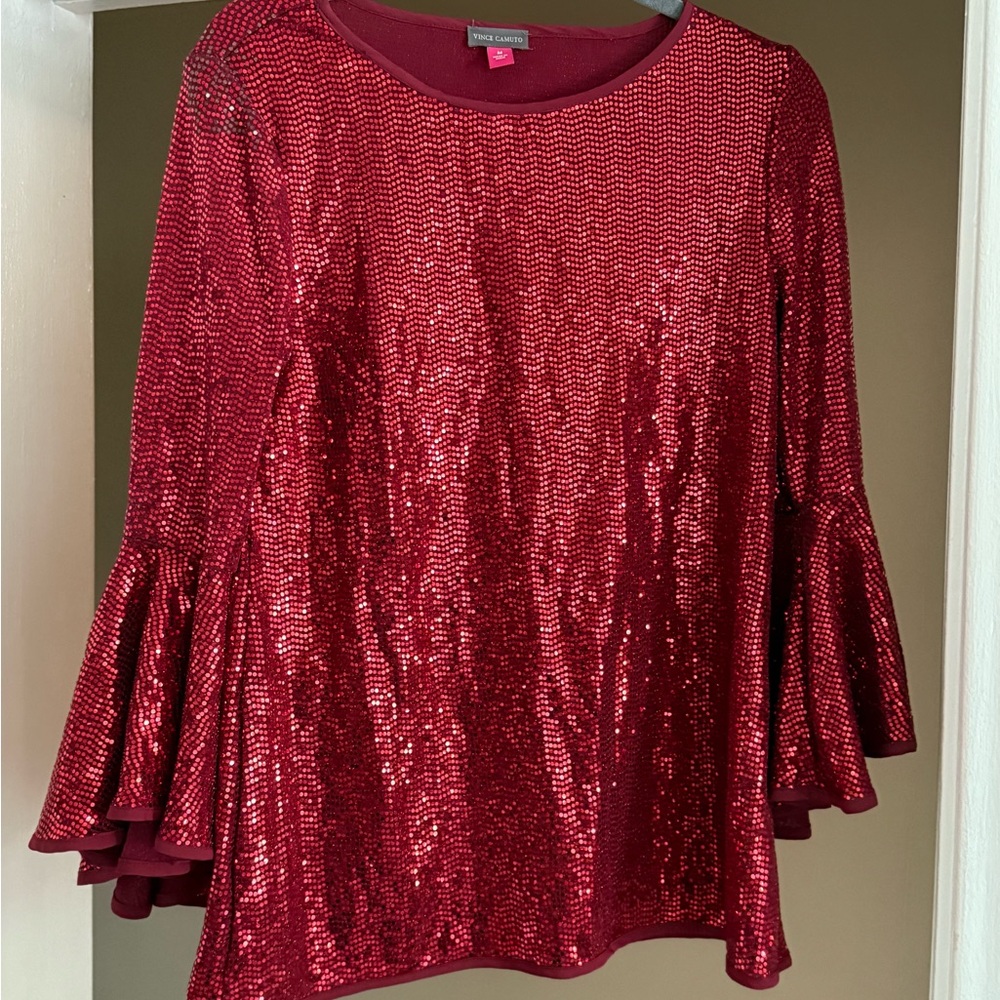 Vince Camuto Red Sequin Blouse
